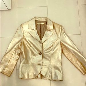 Silver metallic leather blazer